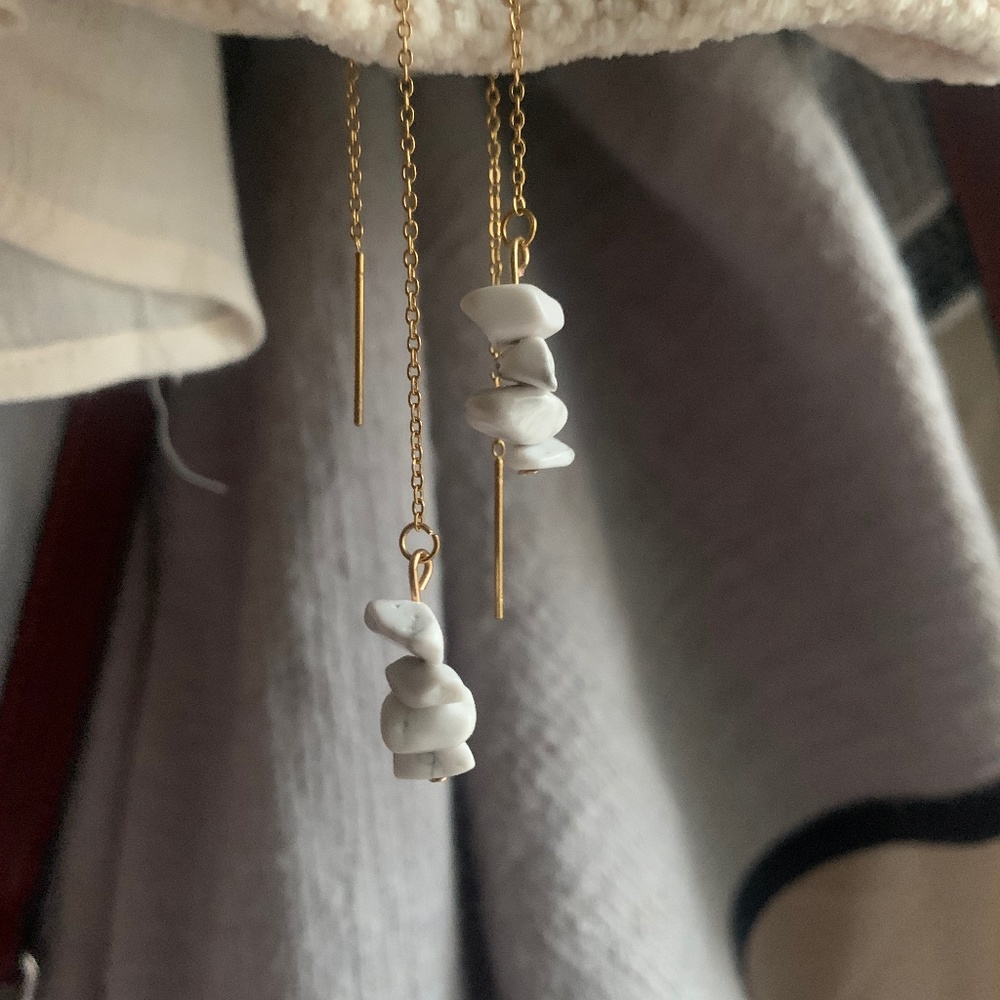 Howlite Gemstone Threader Earrings